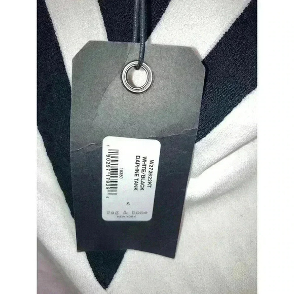 Rag & Bone Daphne Striped Knit V-Neck Tank Top White Black Blouse Size S - Picture 8 of 12